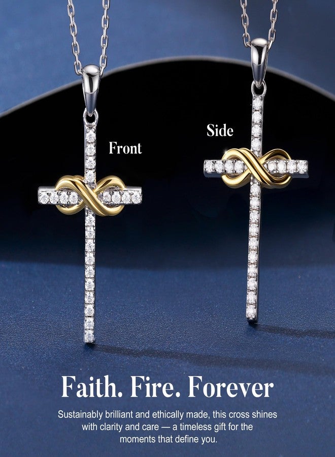 MOOSEA Gold Cross Necklace for Women, 925 Sterling Silver Cross Pendant Necklace Dainty 14K Gold Plated Moissanite Infinity Necklaces for Women Wife First Communion Gift Jewelry - Image 5